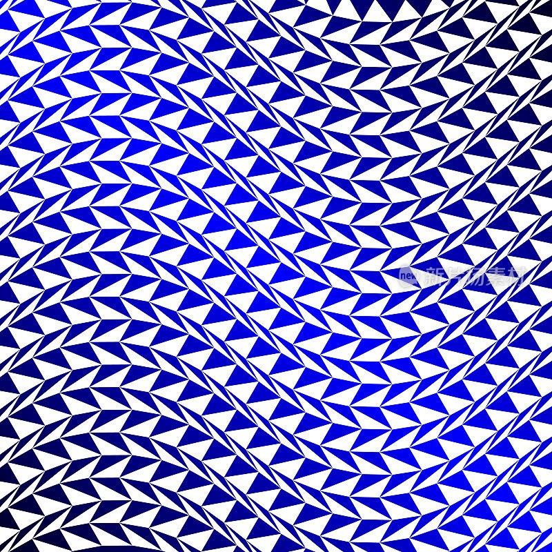 立体三角形在宽缓慢的蓝色三维蛇波模式