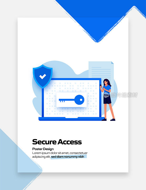 安全访问相关卡通风格平面设计矢量插图