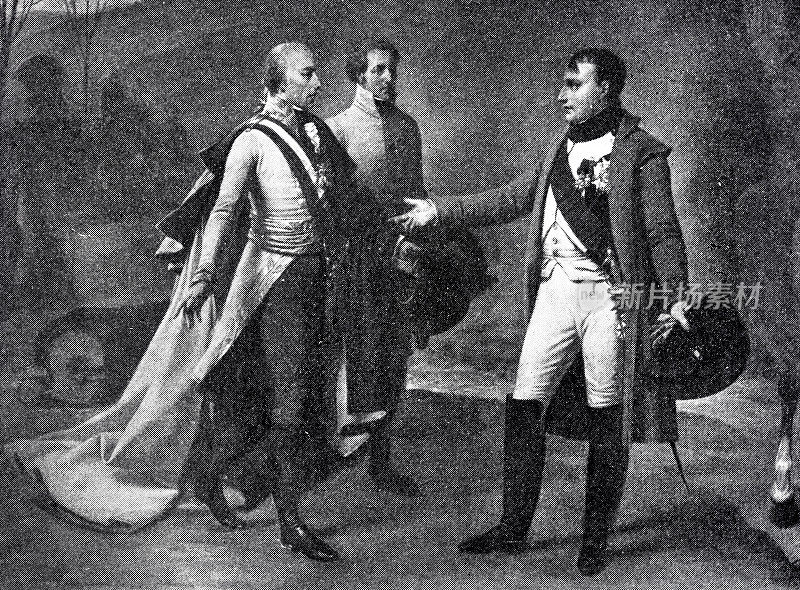 拿破仑・波拿巴和弗朗茨二世在奥斯特里茨战役后相遇