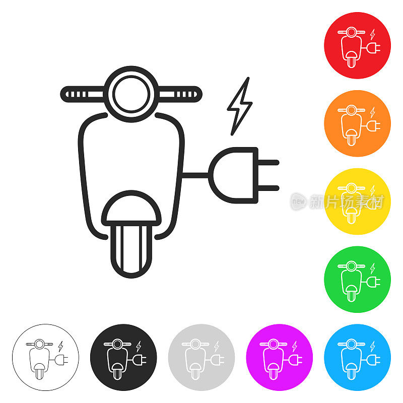 带插头的电动机车。彩色按钮上的图标