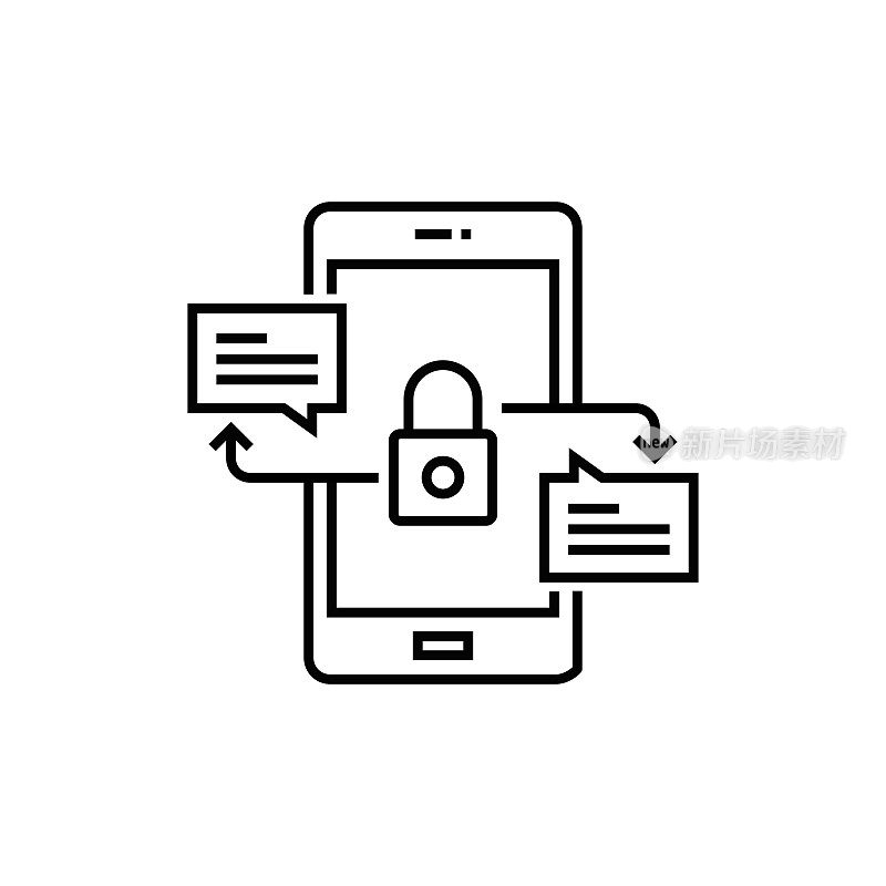 加密消息,数据保护线图标