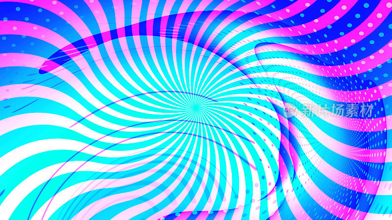 螺旋漩涡抽象粉红色蓝色渐变背景。液体波浪线。霓虹灯纹理背景。数字屏幕。奢侈的旗帜。非功能性测试卡。封面设计。元宇宙研究。创新技术。