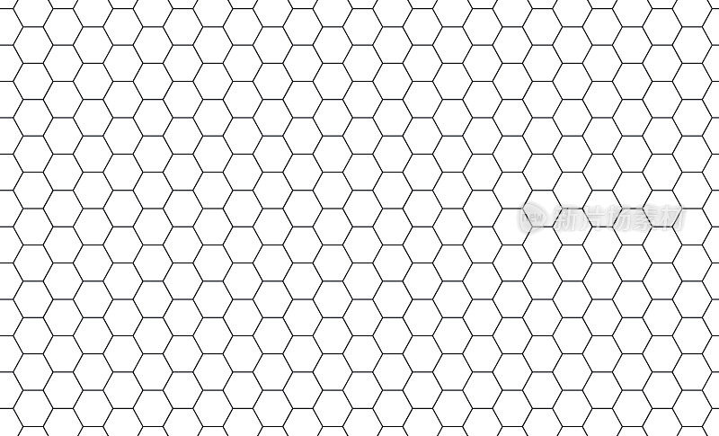 六边形蜂窝无缝图案。蜂窝网格无缝纹理。六角形细胞结构。蜜蜂蜜糖六边形。矢量插图在白色背景