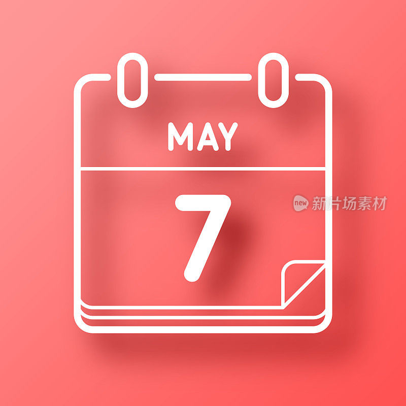 5月7日。图标在红色背景与阴影