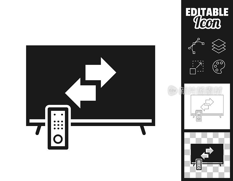 转移与电视。图标设计。轻松地编辑