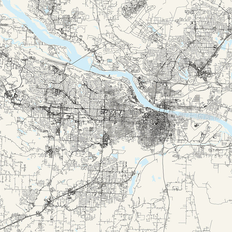 阿肯色州小石城矢量地图