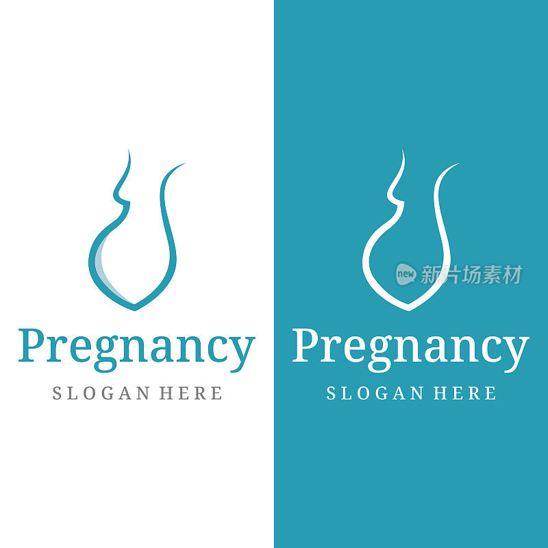 母亲或孕妇或婴儿的标志设计。诊所、药房和医院的标识。