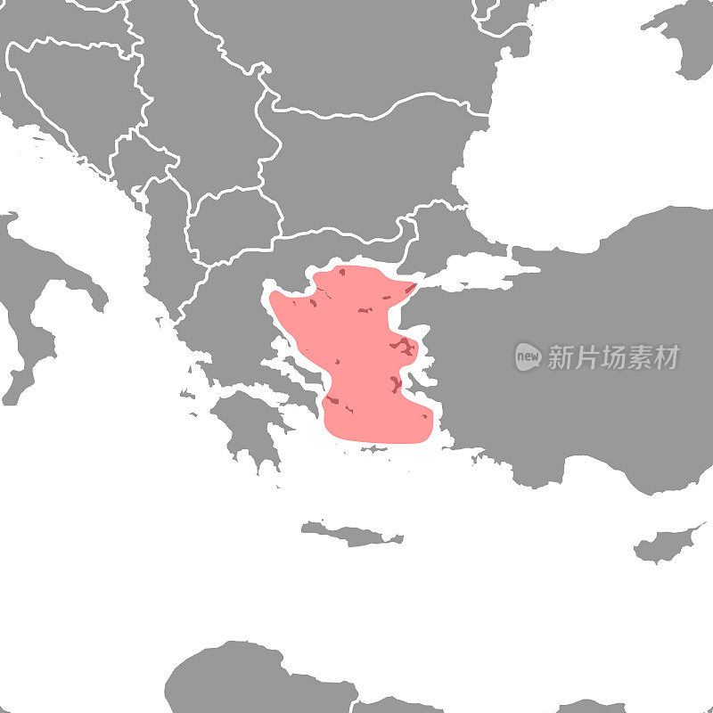 爱琴海在世界地图上。矢量插图。