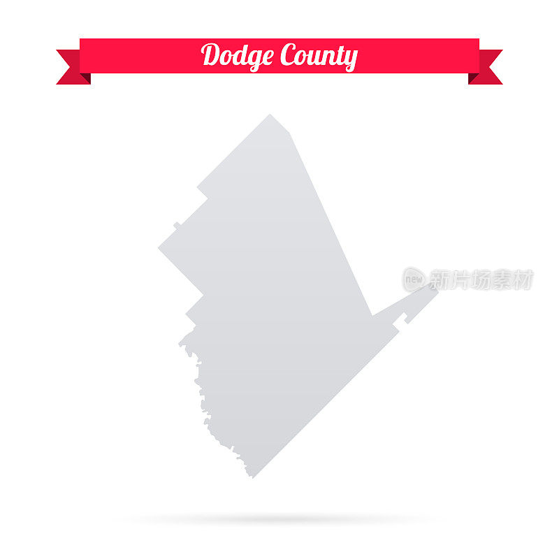 道奇县，乔治亚州。白底红旗地图