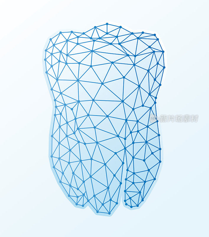 多边形牙齿牙科设计牙医矢量插图