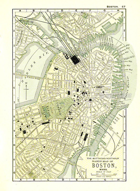 1898年马萨诸塞州波士顿地图