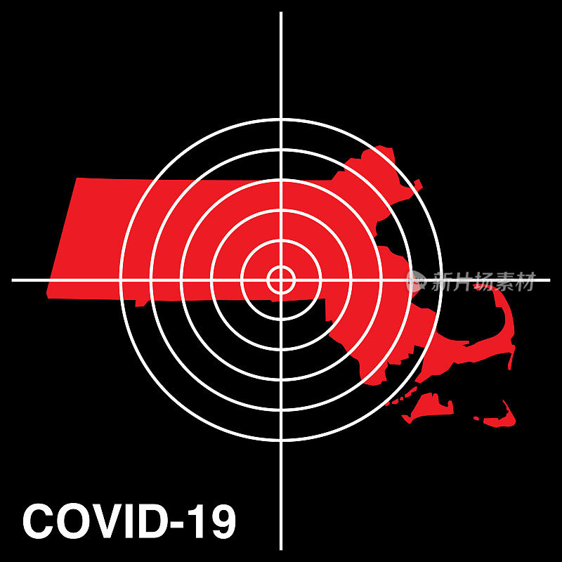 COVID-19马萨诸塞州目标地图图标