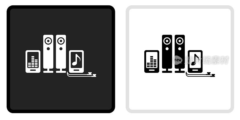 音乐电子图标上的黑色按钮与白色翻转