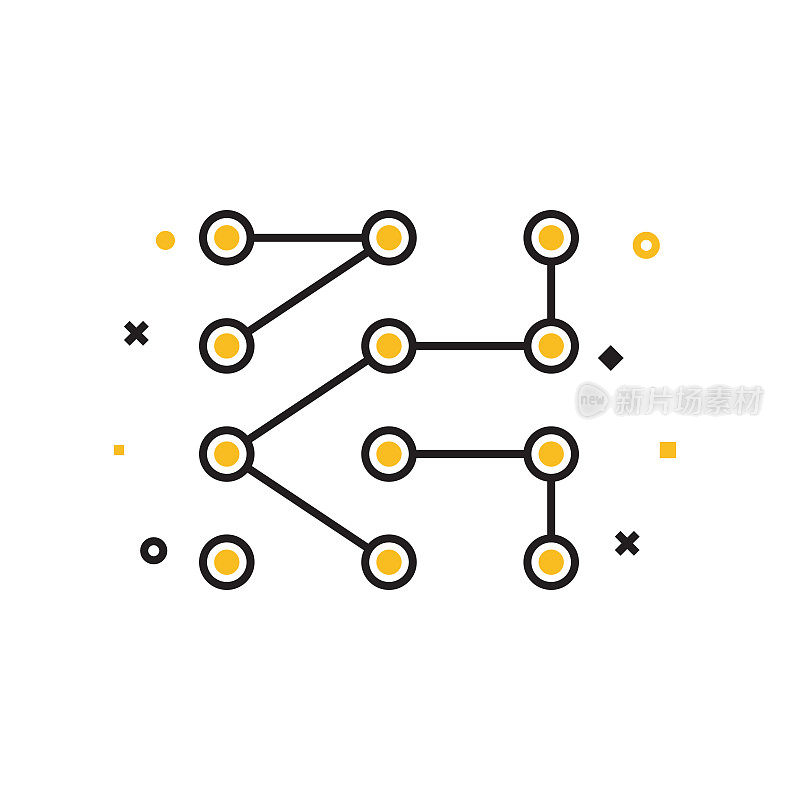 复杂水平线图标，轮廓向量符号插图。