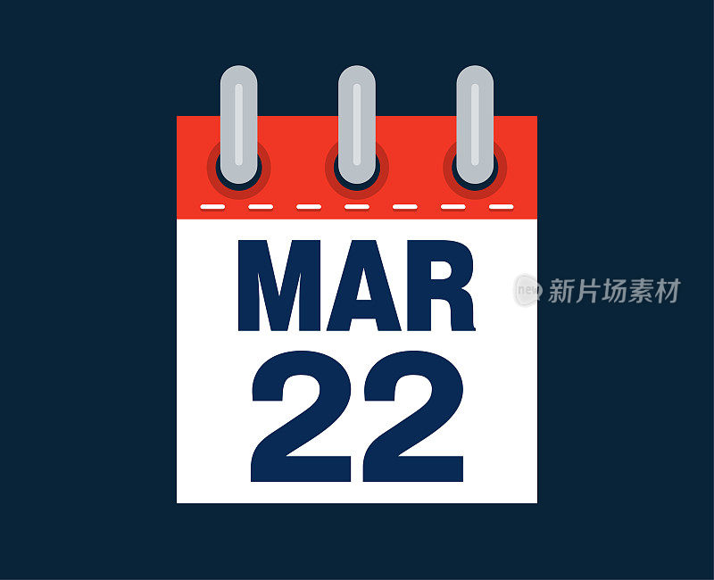 这个月的日历日期是3月22日