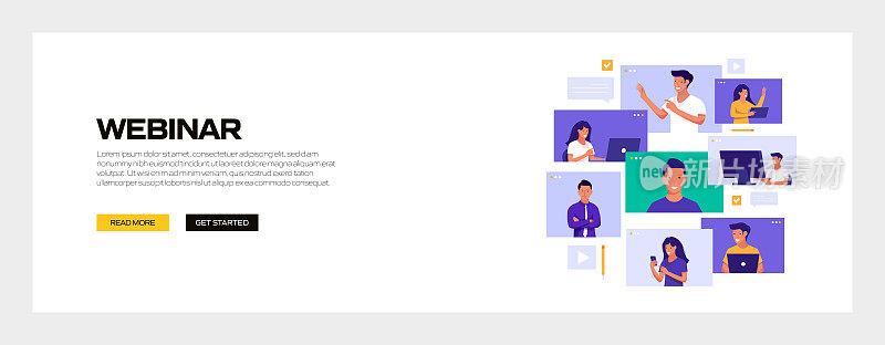 网络研讨会概念矢量插图网站横幅，广告和营销材料，在线广告，商业演示等。