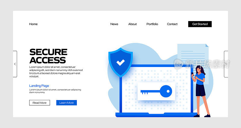 安全访问概念矢量插图登陆页面模板，网站横幅，广告和营销材料，在线广告，业务演示等。