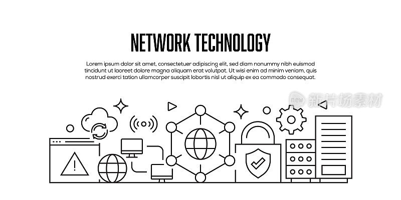 与网络技术相关的现代线型横幅设计
