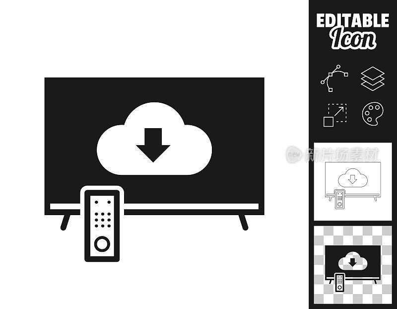 云下载到电视。图标设计。轻松地编辑