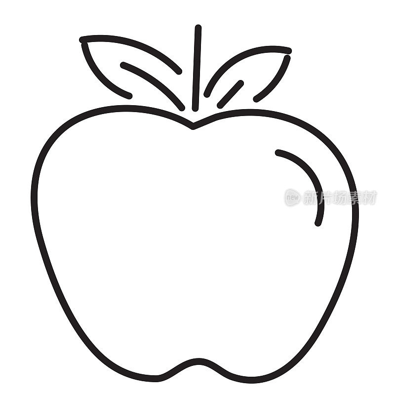 白色背景上的苹果细线图标-可编辑笔画