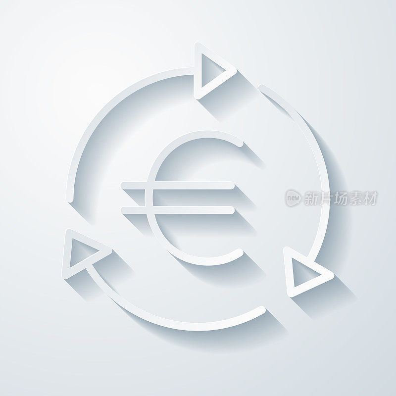 欧元重新加载。空白背景上剪纸效果的图标