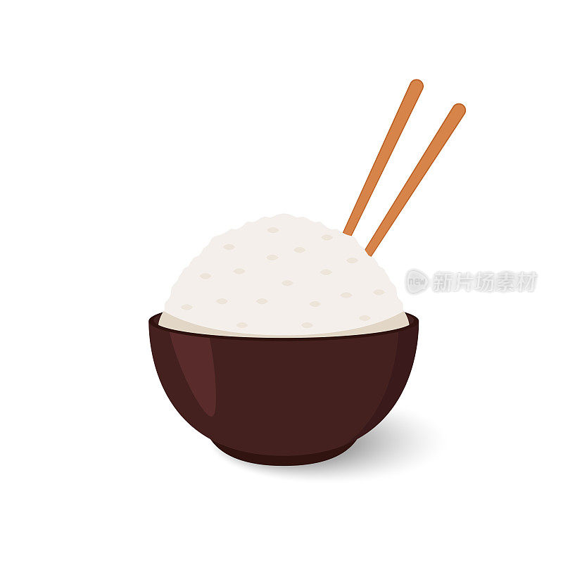 日本杯子和筷子矢量。墙纸。为文本腾出空间。日本杯的标志。杯子里有米饭。