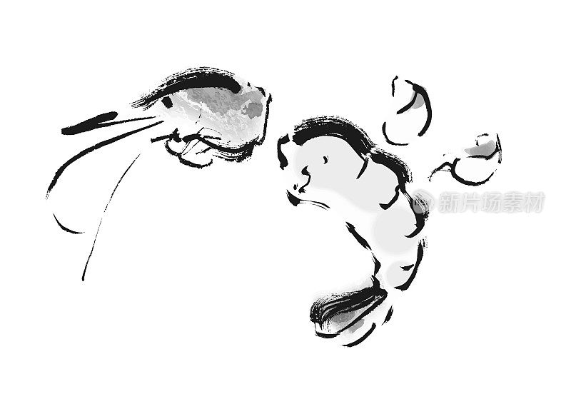 日式煮虾笔画插图