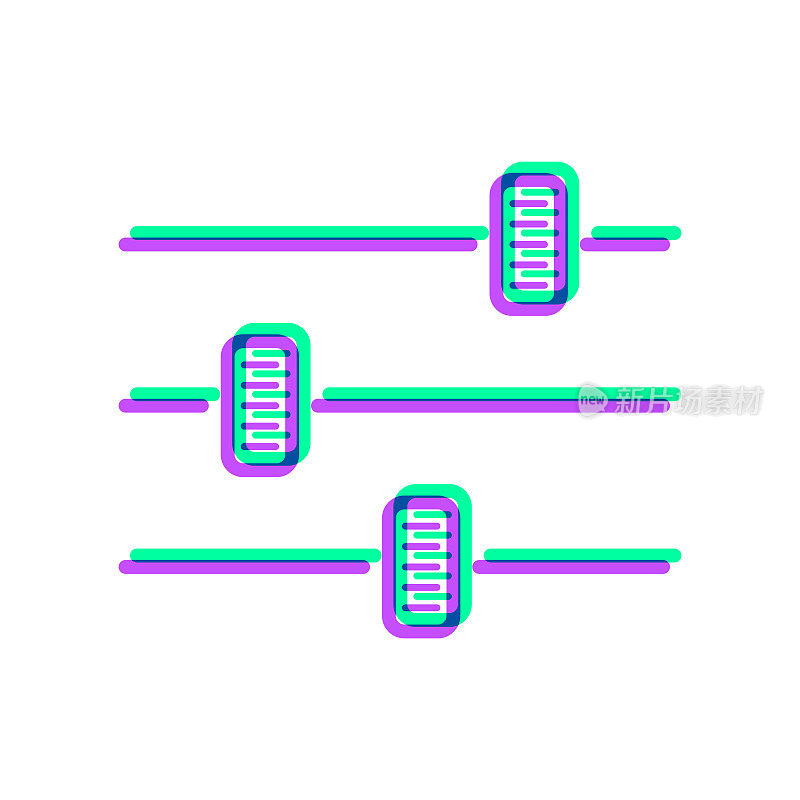 控制面板-设置。图标与两种颜色叠加在白色背景上