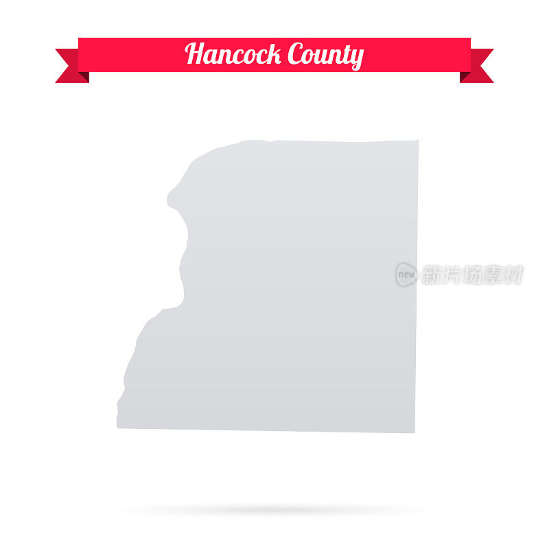伊利诺伊州汉考克县。白底红旗地图