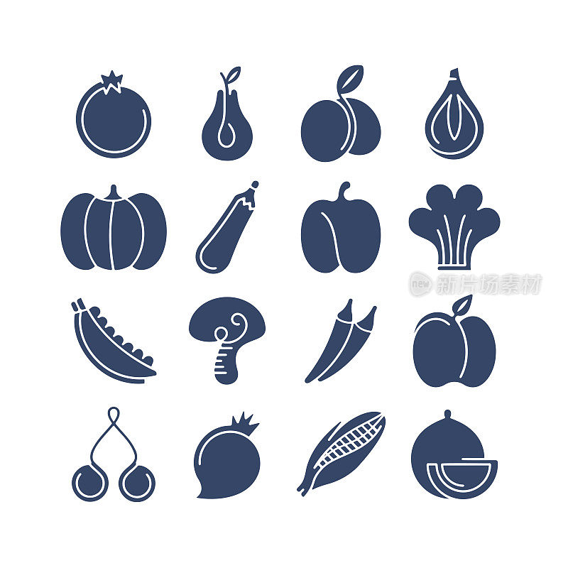 Flex图标集的蔬菜和水果