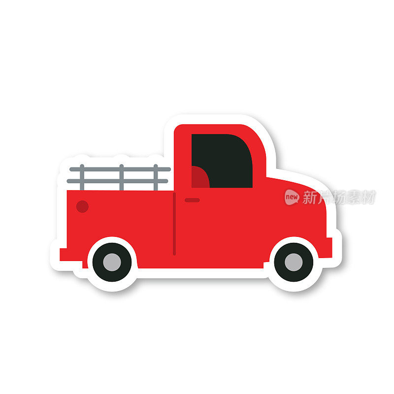 卡车-农业贴纸图标在一个透明的背景上的平面颜色