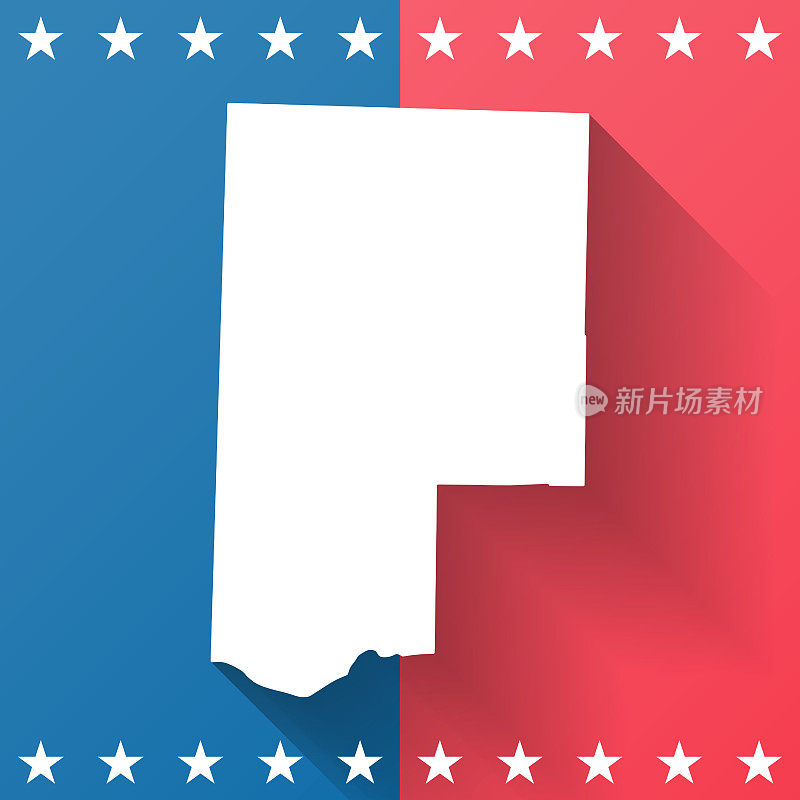蒙哥马利县，密苏里州。地图在蓝色和红色的背景
