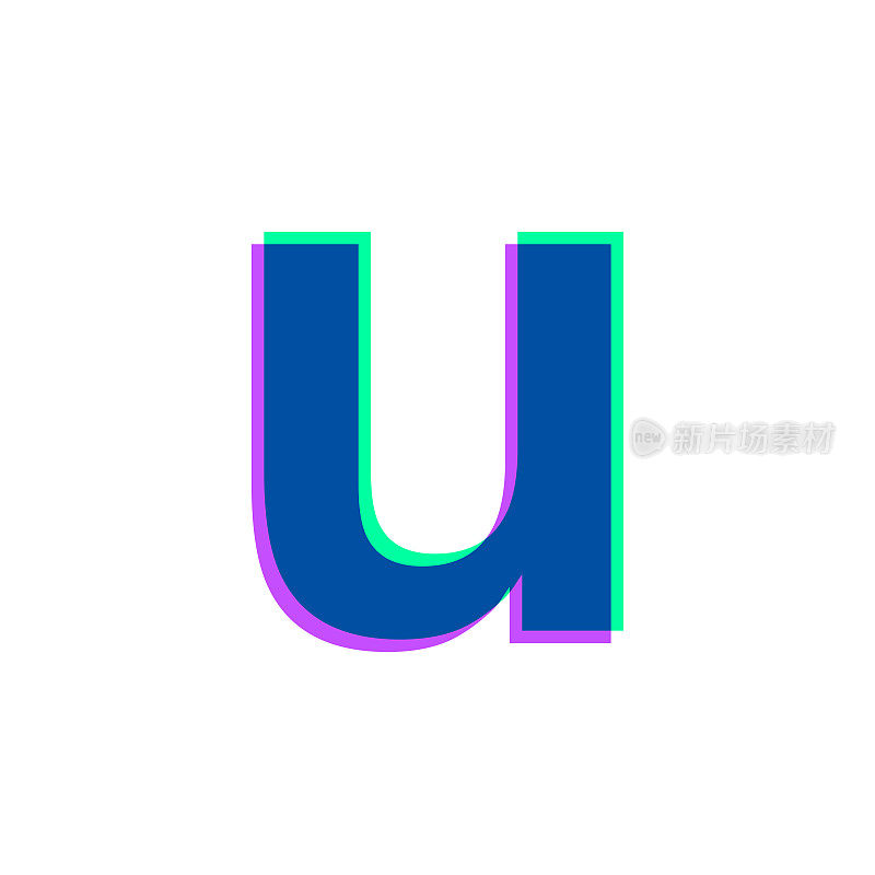 字母u.图标与两种颜色叠加在白色背景上