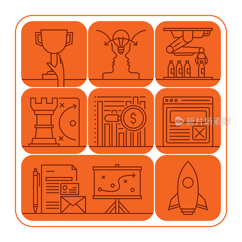 启动横幅线图标集设计