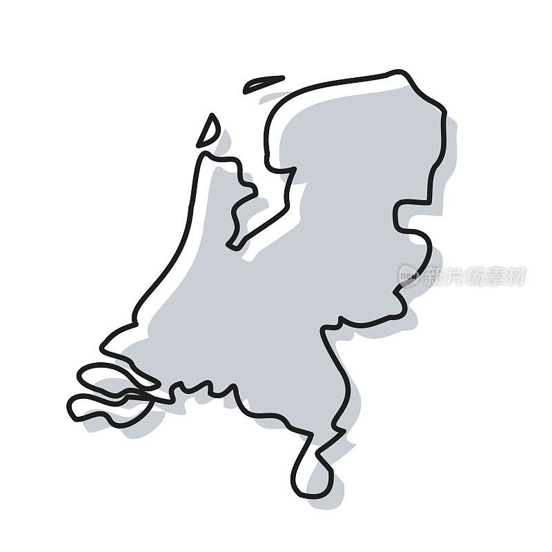 荷兰地图手绘在白色背景-时尚的设计