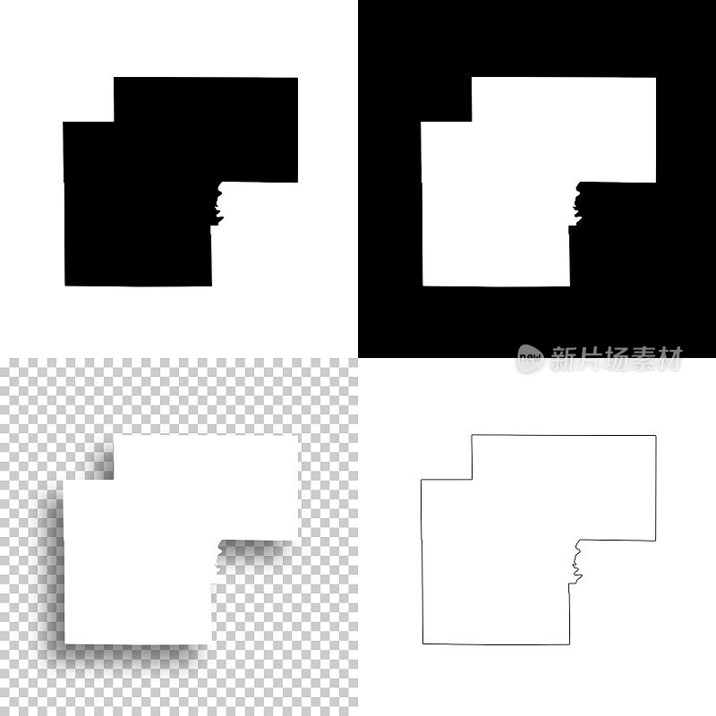 印第安纳州怀特县。设计地图。空白，白色和黑色背景