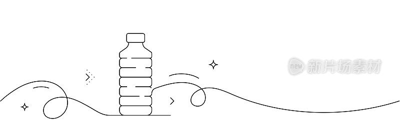 连续线绘制的水瓶图标。手绘符号矢量插图。