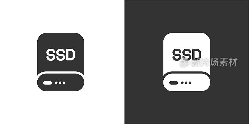 SSD图标。固体图标，可以应用在任何地方，简单，像素完美和现代风格