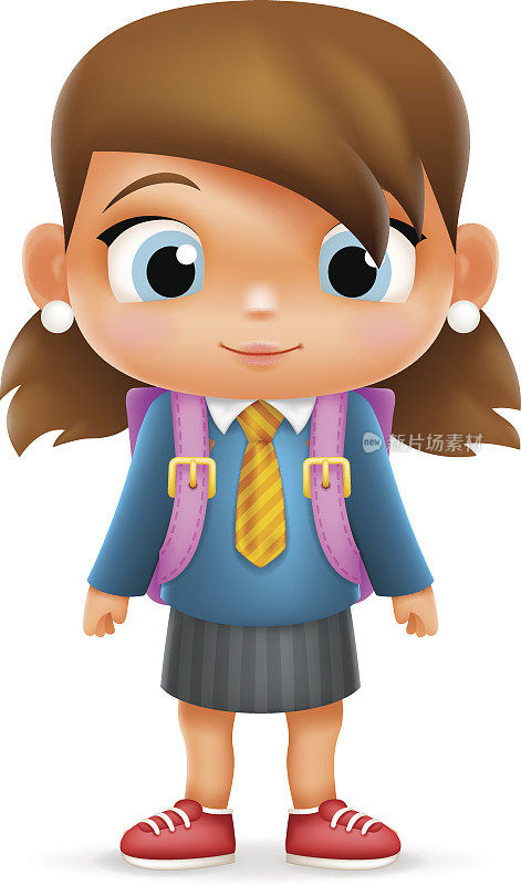 现实学校女孩儿童卡通教育人物3d图标设计