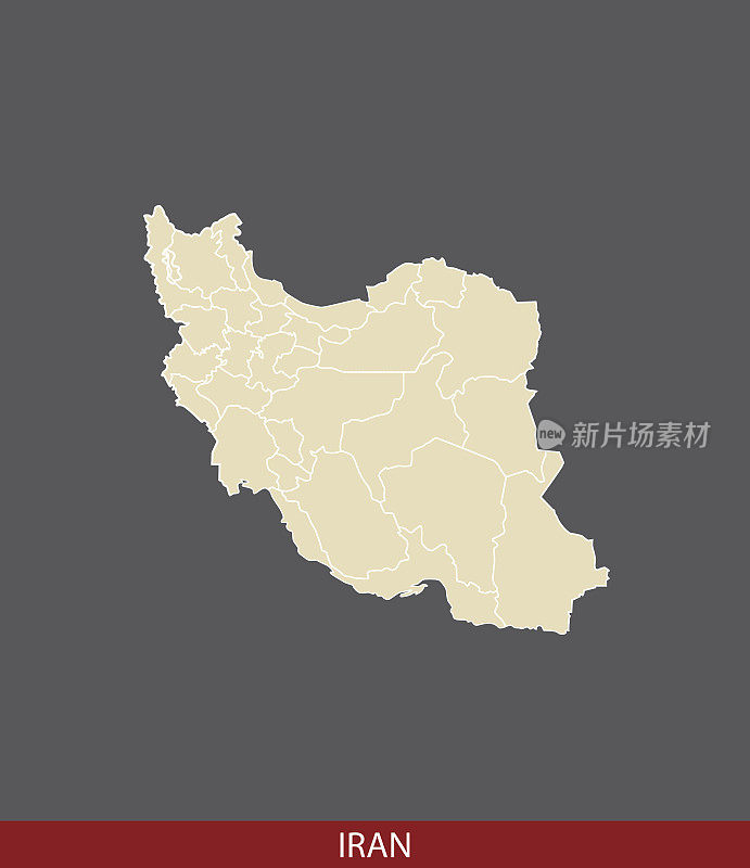 伊朗地图轮廓矢量在灰色背景