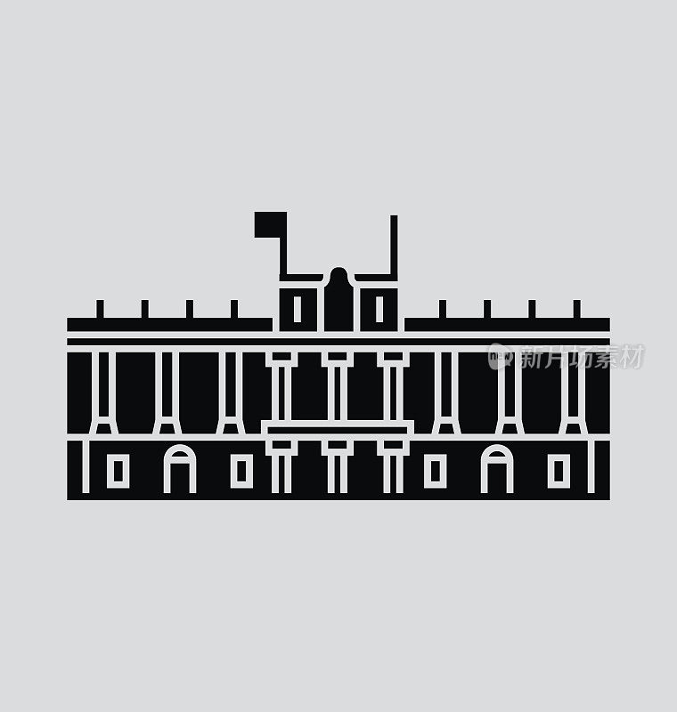 皇家宫殿马德里固体矢量插图