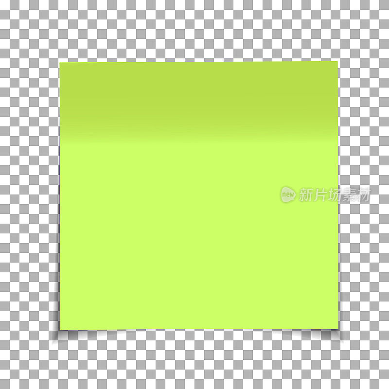 办公室绿纸便利贴隔离在透明背景上。贴在胶带上。项目的模板。矢量图