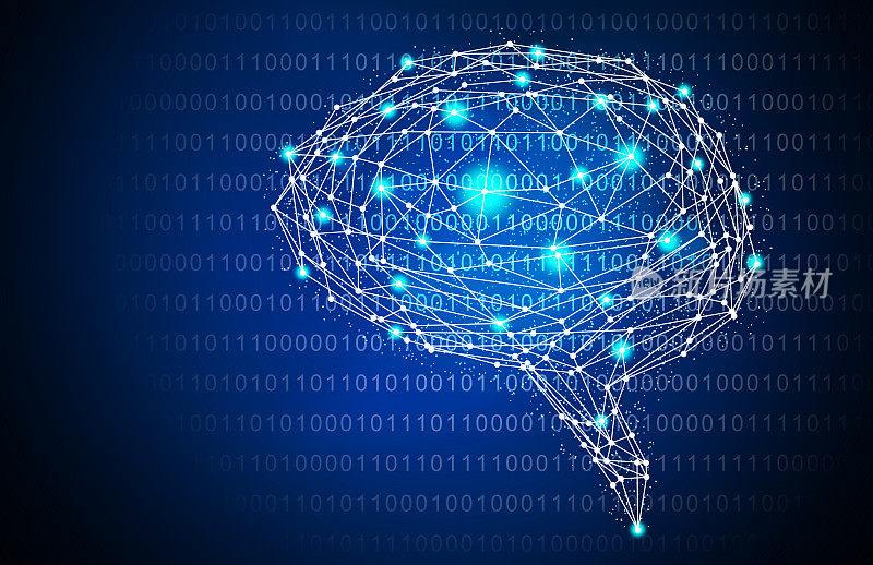 蓝色智能人工大脑母亲电脑。插图的背景图片。