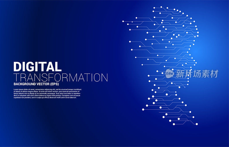 人的头部矢量剪影从点连接线线路板风格。
