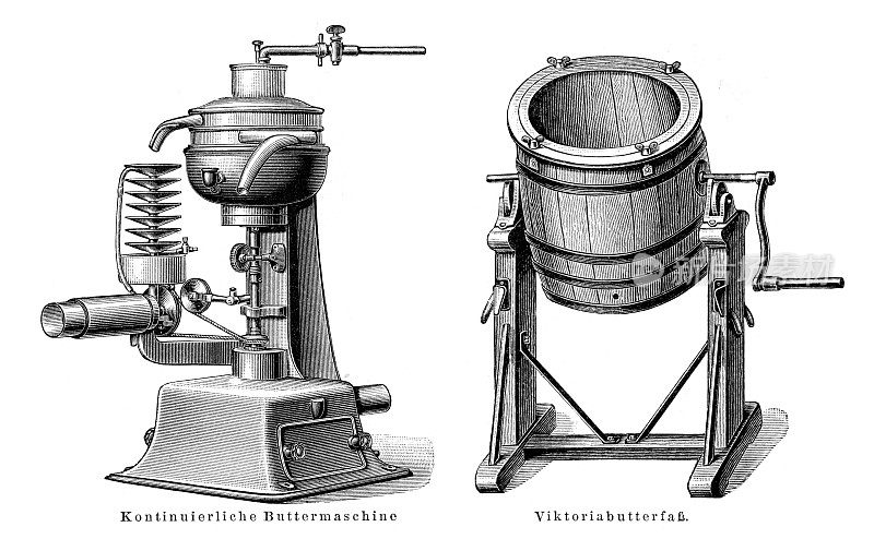 与德国描述不同的黄油搅拌器1896年