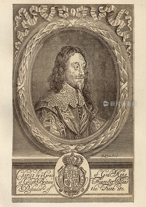 英格兰国王查理一世，木刻，17世纪
