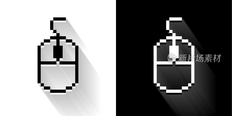 电脑鼠标黑白长影图标