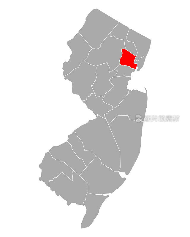 新泽西州埃塞克斯的地图