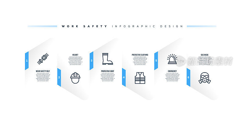 信息图设计模板与工作安全的关键字和图标