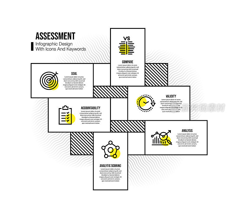 信息图表设计模板与评估关键字和图标